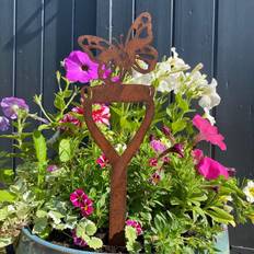 RW Norfolk Rusty Metal Butterfly on a Spade Handle Garden