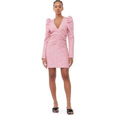 Clothing Ganni Pink Jacquard Minidress 787 Orchid Smoke DK