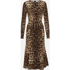 Elastane/Lycra/Spandex - Leopard - Long Dresses Dolce & Gabbana Leopard-print jersey midi dress multicoloured