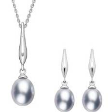 Grey - Women Jewellery C. W. Sellors Sterling Silver Grey Freshwater Pearl Drop Two Piece Set