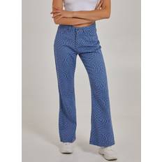 Clothing Retro Checkered Jeans Blue