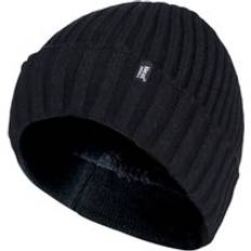 Clothing Heat Holders Mens Ribbed Knit Fleece Lined Warm Turn Over Cuff Thermal Beanie