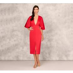 Clothing Adrianna Papell Aidan Mattox Midi Crepe Back Satin Dress, Chateau Red