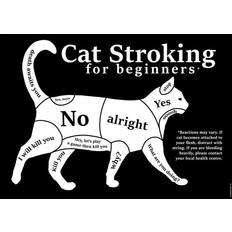 Black Posters Grindstore Cat Stroking For Beginners Mini Poster