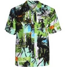 True Face Mens Hawaiian Shirts Multi Green