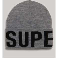 Silver Beanies Superdry Branded Knitted Beanie, Silver