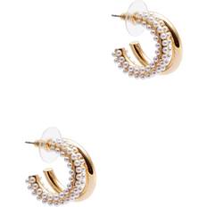 Kenneth Jay Lane Embellished Double Hoop Earrings Gold