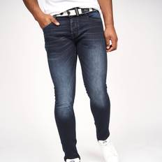 Breathable - Men Jeans Crosshatch Barbeck Slim Fit Denim Jeans Blue Black Blue Black