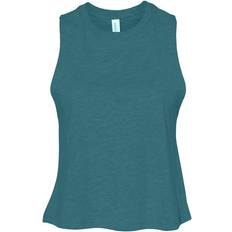 Turquoise - Women Tank Tops Bella Racer Back Cropped Sleeveless Tank Top Teal