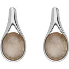 Grey Earrings Sterling Silver Moonstone Tear Drop Oval Stud Earrings Silver