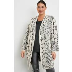 Samoon Lange Strickjacke mit Jacquardmuster Weiss 54/XXL 54/XXL