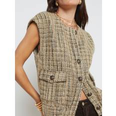 Women - Wool Vests L'agence Uma Tweed Button-Front Vest CAMEL TWEED