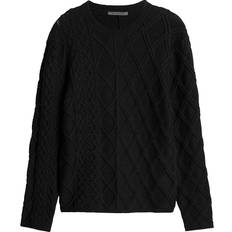 John Varvatos Men's Mixed Cable Crew Sweater BLACK