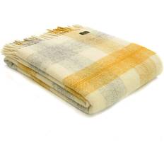 Wool Blankets Pure New Wool British Check 150x183cm Blankets Yellow