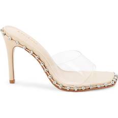 Bebe Stone Embellished Stilleto Sandals Clear Nude