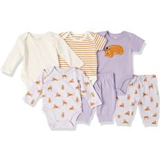 Amazon Essentials Baby girls cotton Layette Outfit Sets, Pack of 6, Lilac, cat, Preemie