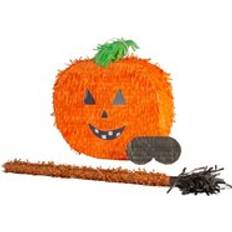 Fax Potato Halloween Pumpkin Cardboard Pinata, Stick and Blindfold Set Orange