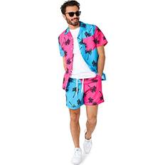 OppoSuits Men's Short-Sleeve Parallel Palm Graphic Shirt & Shorts Set Pink Pink