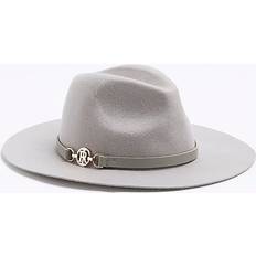 Gold Hats River Island Womens Grey Wool Fedora Hat Grey One