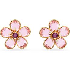 Swarovski Florere stud earrings - Gold/Pink/Transparent