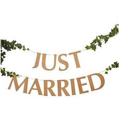 Neviti 775813 Hearts & Krafts-Just Married Bunting-Large Garland, Brown Kraft, 200 x 16 cm