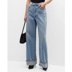 Gold - Women Trousers & Shorts Agolde Dame High-Rise Cuffed Wide-Leg Jeans Blue