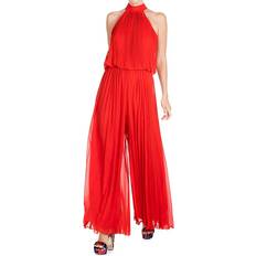 MEGHAN LA Women's Wild Orchid Solid-Hued Pleated Jumpsuit Tomato