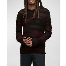 John Varvatos Men's Stanly Bicolor Open-Knit Sweater DARK PLUM