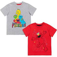 Sesame Street Sesame Street Elmo Cookie Monster Oscar The Grouch Toddler Boys Pack Graphic T-Shirts Gray/Red 4T