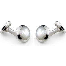 Grey - Men Cufflinks Deakin & Francis Cufflinks Sterling Silver Oval White Mother of Pearl Silver