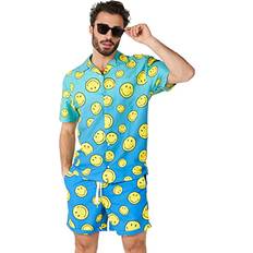 OppoSuits Men's Short-Sleeve Smiley Face Shirt & Shorts Set Blue Blue