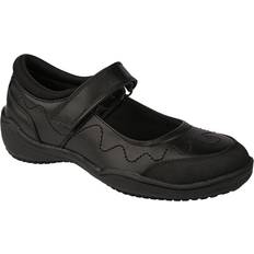 Roamers Roamers Girls Leather Touch Fastening School Shoe 10 Child Black