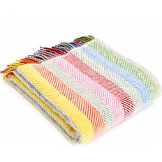 Wool Blankets Pure New Wool British Rainbow Stripe 150x183cm Blankets Grey