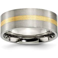 Chisel TB218-10.5 mm Titanium Flat & 14K Yellow Gold Inlay Brushed Band