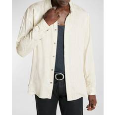 John Varvatos Men's Rodney Cracked Paint Sport Shirt SALT