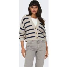 Blue - Women Cardigans Only Knitted Cardigan With Stripes