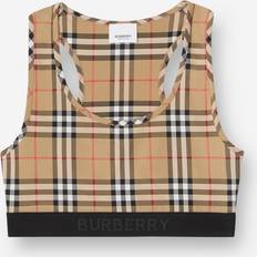 Burberry Bras Burberry Logo Detail Vintage Check Bra Top, Yellow