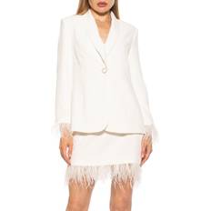 Alexia Admor Women's Vida Shawl Collar Feather Cuff Jacket Ivory