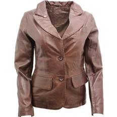 3XL - Women Blazers Infinity Leather Infinity Leather Womens Blazer Jacket-Seregno Brown