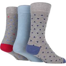 Glenmuir Mens Pair Patterned Bamboo Socks Triangles Light Grey 7-11