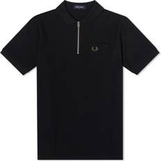 Fred Perry Women Polo Shirts Fred Perry Zipped Polo Shirt Black