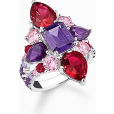 Purple Rings Thomas Sabo Silver cocktail ring with red, pink and violet zirconia stones multicoloured TR2441-477-7-50