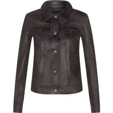 Leather Jackets - Women Infinity Leather Womens Trucker Jeans Jacket-Anderlecht Black