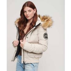 Beige - Women Jackets Superdry Hooded Everest Puffer Bomber Jacket