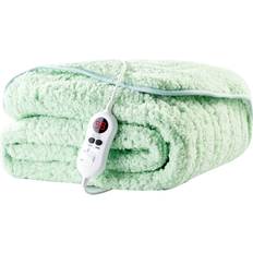 Cozy Night Heated Pastel Sherpa Fleece Blankets Green