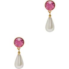 Kenneth Jay Lane Crystal Pearl-embellished Drop Earrings Pink White