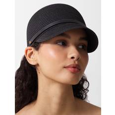 French Connection Women Caps French Connection Straw Baseball Cap Black