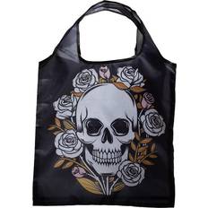 Polyester Fabric Tote Bags Puckator Attitude Clothing Skulls & Roses Foldable Shopper Bag Design: Skul