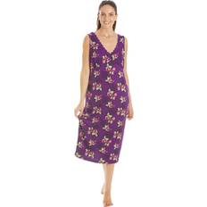 Purple Sleepwear Camille Floral Print Spandex Knee Length Chemise Purple 14-16