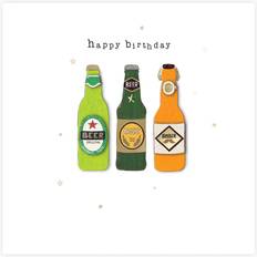 Second Nature Hand-Finished Birthday Beer Bottles Birthday Greeting Card Felt-Tastic Cards